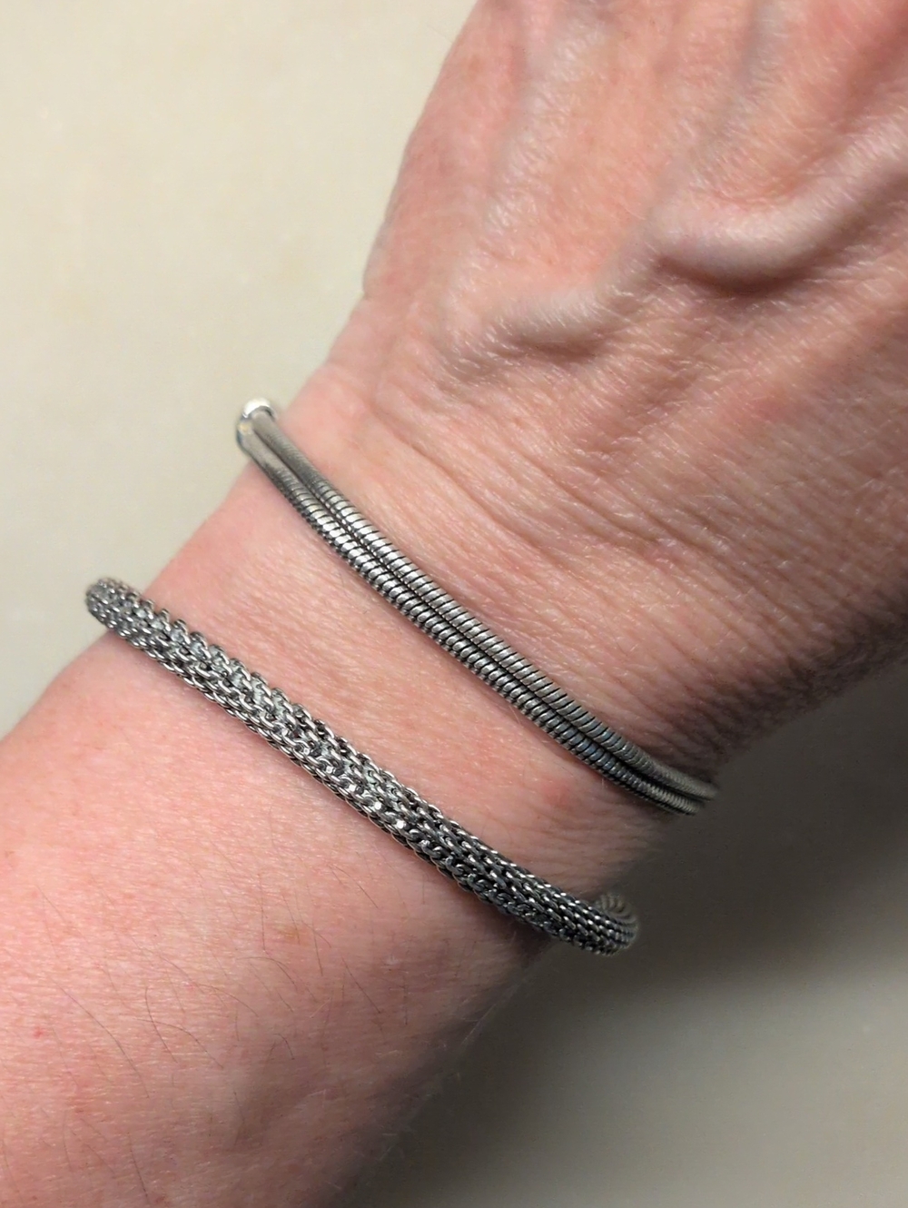 Brighton Set Of Two Bracelets Silver Beverly Glam & Double Snake Chain